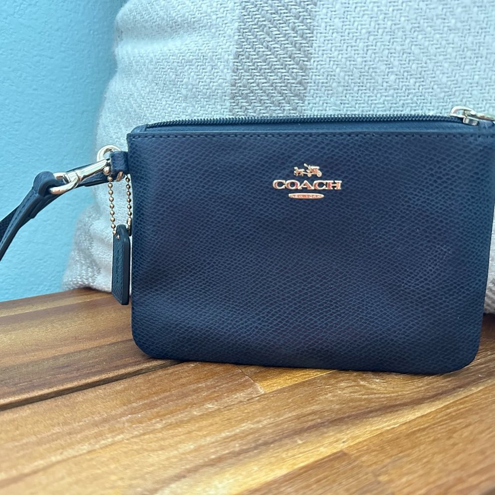 Navy Blue Coach Wristlet